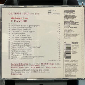 Giuseppe Verdi - Aprile Millo · Placido Domingo · Vladimir Chernov · Florence Quivar · Paul Plishka · Jan-Hendrik Rootering · The Metropolitan Opera House Orchestra And Metropolitan Opera Chorus, James Levine (2) - Luisa Miller Highlights-0