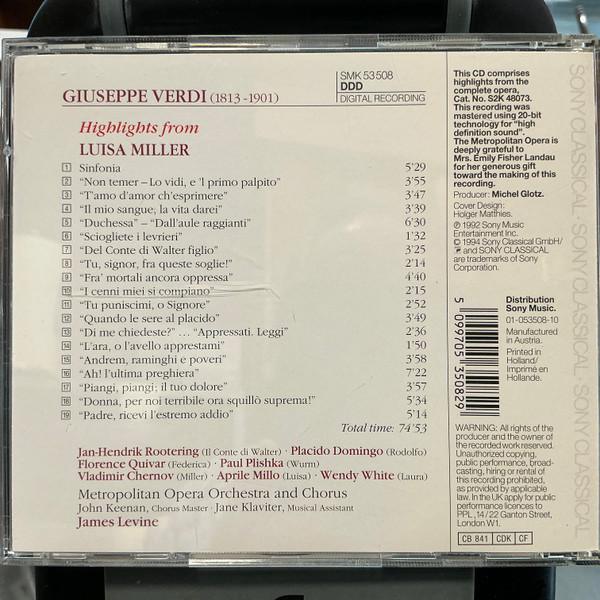 Giuseppe Verdi - Aprile Millo · Placido Domingo · Vladimir Chernov · Florence Quivar · Paul Plishka · Jan-Hendrik Rootering · The Metropolitan Opera House Orchestra And Metropolitan Opera Chorus, James Levine (2) - Luisa Miller Highlights-0